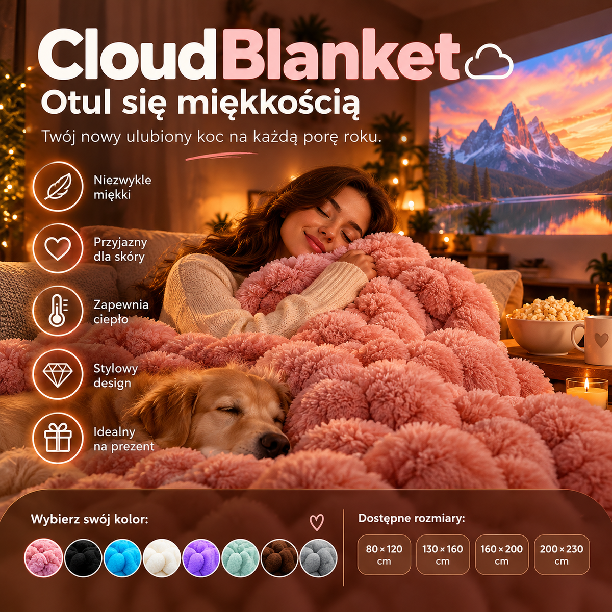 ☁️ CloudBlanket – Puszysty Koc, Który Otuli Cię Miękkością