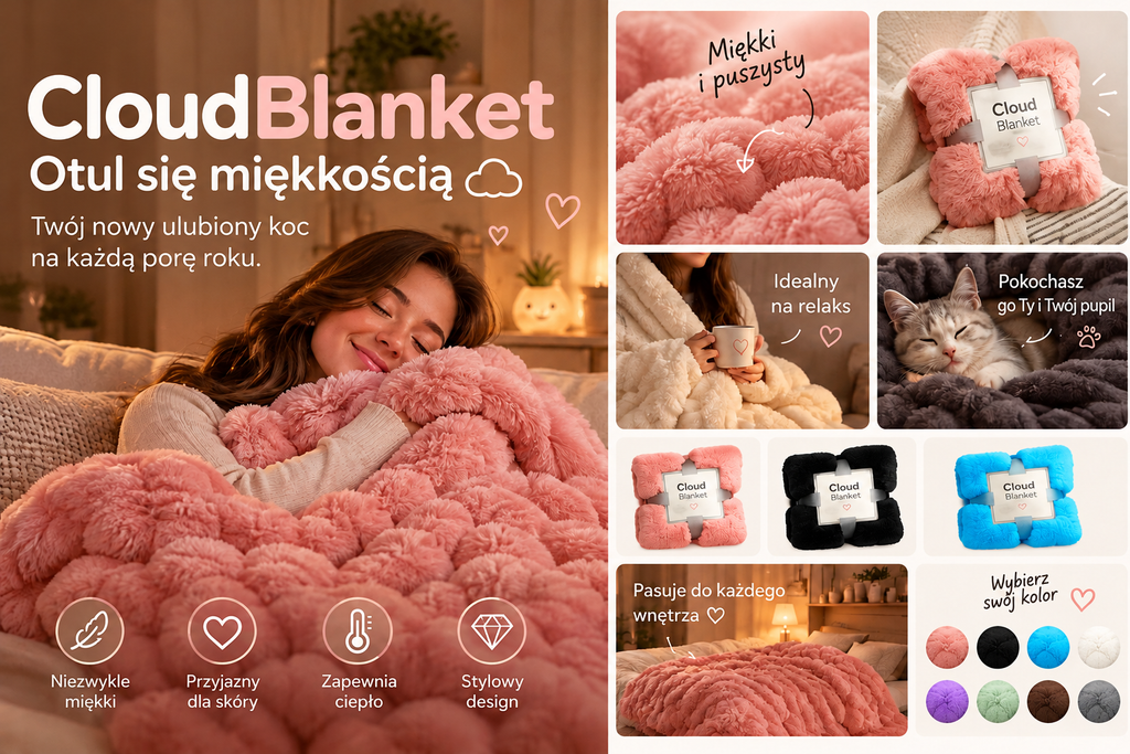 ☁️ CloudBlanket – Puszysty Koc, Który Otuli Cię Miękkością